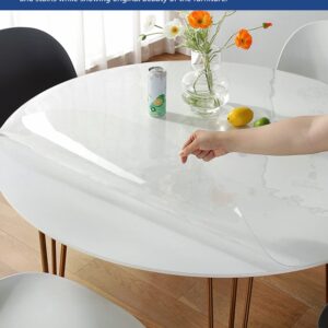 42 Inch Round Clear Plastic Table Protector for Dining Room Table PVC Tablecloth Protective Cover Pad Wood Furniture Vinyl Desk Blotter Mats Table Runner Pad for Kitchen Countertop Coffee Table