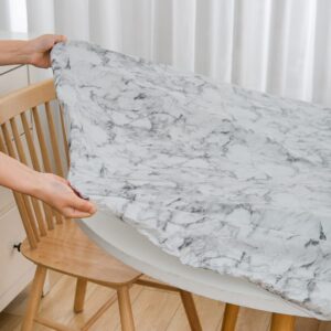 Round Vinyl Fitted Tablecloth with Flannel Backing Elastic Table Cloth Waterproof Oil-Proof Plastic Table Cover