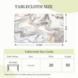 Marble Grey Tablecloth Elastic Fitted Edge Table Cloth Rectangle Table Cover Washable Reusable for Kitchen Dining Picnic Party 50 X 20