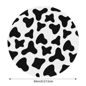 Cow Print Tablecloth Round Tablecloth, 84 Inch Plastic Washable Table Cloth Disposable Stain Resistant Table Cover for Picnic Camping Western Party Kitchen Dining Table Decorations (3 Pcs)