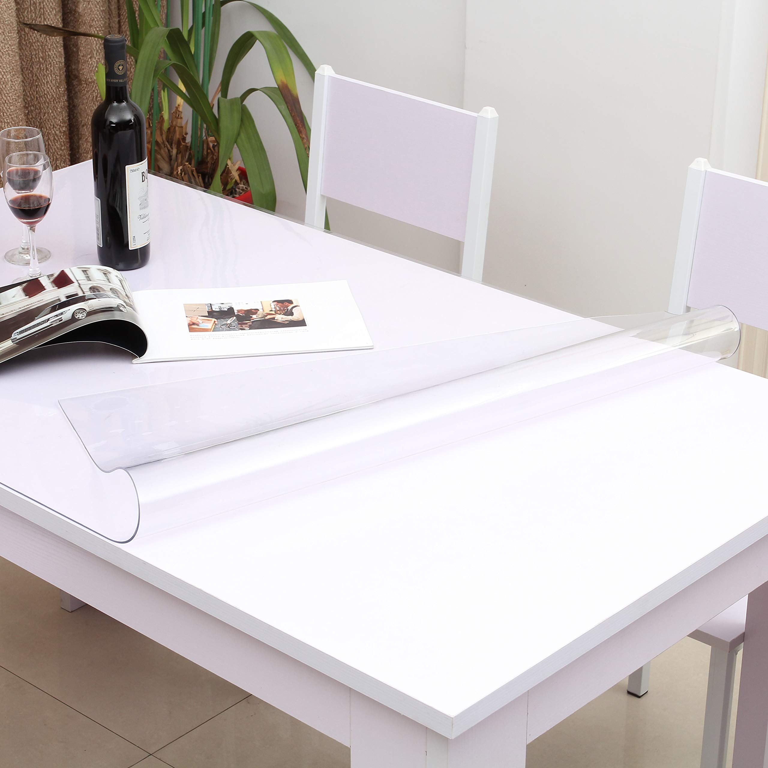 Restaurantware Table Tek 60 x 36 Inch Table Top Protector 1 Rectangle PVC Table Protector - 1.5mm Thick Waterproof Clear Plastic Dining Table Cover Heavy-Duty No-Slip Cover For Table