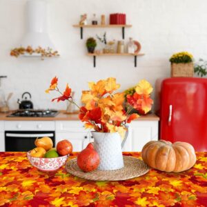 2 Pack Fall Tablecloth Maple Leaf Plastic Table Cover Autumn Leaves Disposable Party Tablecloths Thanksgiving Rectangle Table Covers for Harvest Holiday Party Farmhouse Kitchen Decor, 54" x 108"