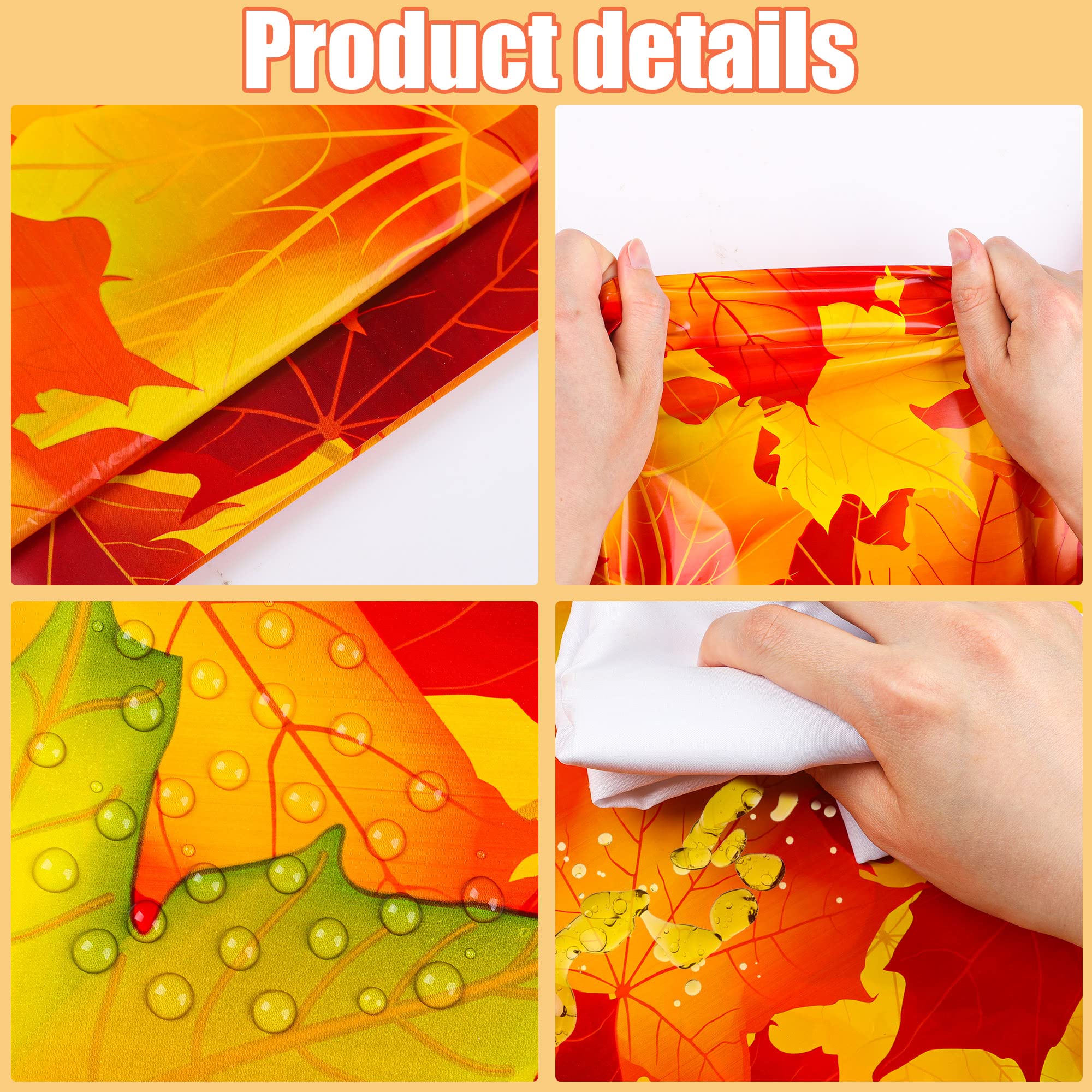 2 Pack Fall Tablecloth Maple Leaf Plastic Table Cover Autumn Leaves Disposable Party Tablecloths Thanksgiving Rectangle Table Covers for Harvest Holiday Party Farmhouse Kitchen Decor, 54" x 108"