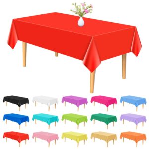 plulon 15pcs multicolor tablecloth plastic table cover 54 x 108 inch rectangle picnic table cloth for graduation birthday christmas baby shower wedding party home kitchen dining table decorations