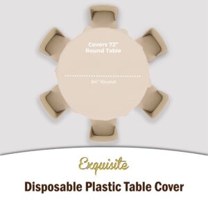 Exquisite 4-Pack Ivory Plastic Table Cloth - 84-Inch Round Disposable Tablecloth for Parties - Round Tablecloth - Disposable Table Cloths for Parties - Plastic Table Cover for Picnics