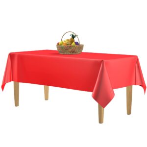 5 Pack Premium Red Plastic Tablecloth - 108 x 54 in. Disposable Rectangle Plastic Table Cloth - Decorative Rectangle Table Cover Smooth Tablecloth - Disposable Table Cloths For Parties, Weddings.