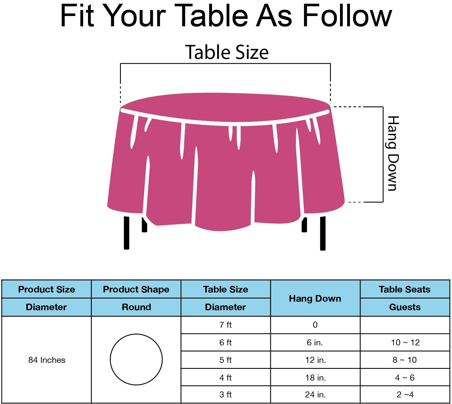 PARTY ULYJA Hot Pink Plastic Tablecloths 2 Pack Fuchsia Disposable Table Covers 84 Inch Circle Magenta Birdal Shower PEVA Cerise Table Cloths for Picnic Birthday Wedding's 6 ft Round Table Use