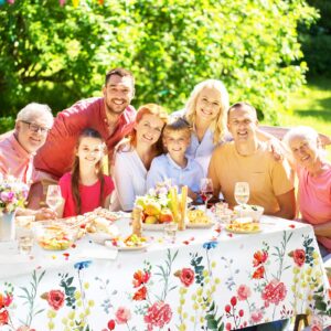 3 Pieces Summer Floral Table Cover Watercolor Wild Flowers Tablecloth Plastic Floral Tablecloth for Easter, Dining Kitchen Room Picnic Camping Party Holiday Decor, 54 x 108 Inch (Bright Style)