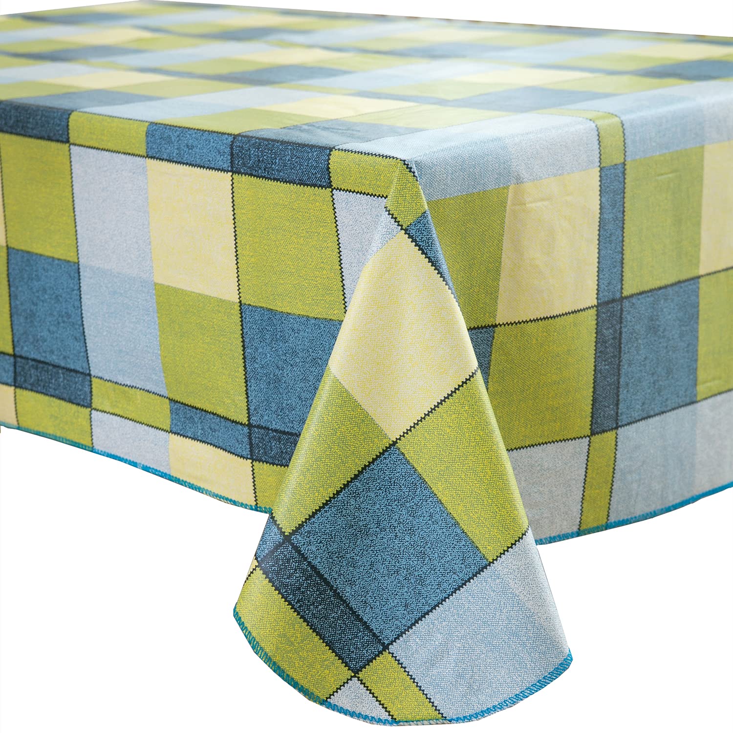 Vinyl Tablecloth with Flannel Backed Waterproof Oil-Proof PVC Table Cloth Wipeable Spill-Proof Plastic Table Cover for Indoor and Outdoor(Morden Checkered, 60 x 102 Inch Rectangle)