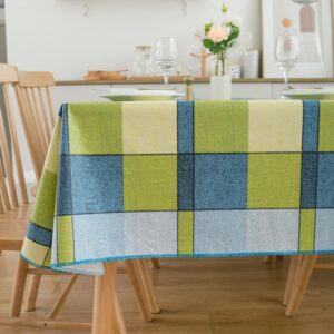 Vinyl Tablecloth with Flannel Backed Waterproof Oil-Proof PVC Table Cloth Wipeable Spill-Proof Plastic Table Cover for Indoor and Outdoor(Morden Checkered, 60 x 102 Inch Rectangle)