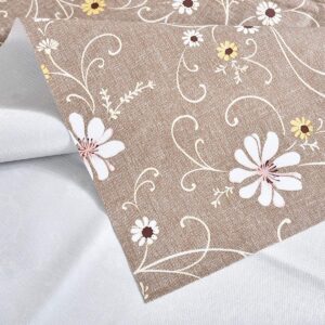 Fall Vinyl Waterproof Tablecloth, Rectangle Plastic PVC Oilcloth Tablecloths Wipeable Table Cloth Cover for 6 Foot Folding Tables, Kitchen, Dining Room Table, Crafting Tan Floral, 54 x 72 Inch