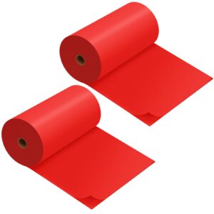 preboun 2 pcs disposable plastic table cover roll 40 inch x 300 ft plastic tablecloth roll banquet roll for graduation picnic wedding birthday carnival circus party table decorations(red)