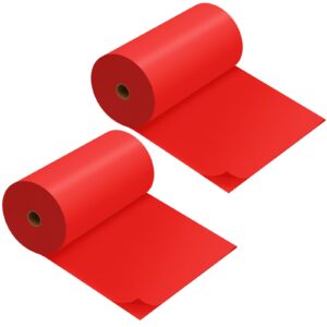 Preboun 2 Pcs Disposable Plastic Table Cover Roll 40 Inch x 300 ft Plastic Tablecloth Roll Banquet Roll for Graduation Picnic Wedding Birthday Carnival Circus Party Table Decorations(Red)