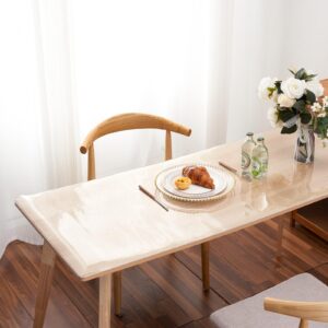 36x60 Inch Clear Table Cover Protector 1.5mm Thick PVC Water Resistant Rectangle Plastic Non-Slip Table Pad for Wooden Table Kitchen Dining Room