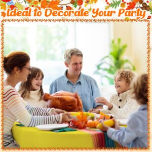 Patelai Thanksgiving Plastic Tablecloth Round Plastic Table Cover Fall Color Plastic Table Cloth Disposable Waterproof Yellow Tablecloth Orange Brown Tablecloth Plastic for Party Dinner Table (24 Pcs)