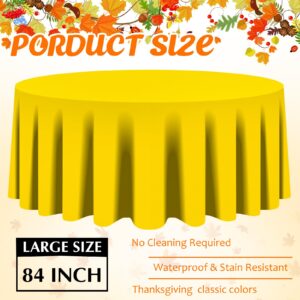 Patelai Thanksgiving Plastic Tablecloth Round Plastic Table Cover Fall Color Plastic Table Cloth Disposable Waterproof Yellow Tablecloth Orange Brown Tablecloth Plastic for Party Dinner Table (24 Pcs)