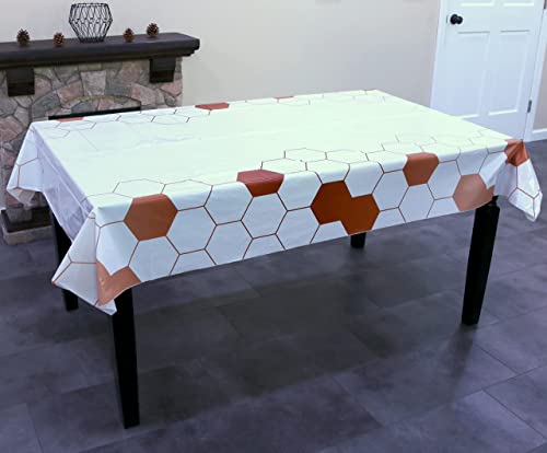 Iconikal Plastic Tablecloth Table Cover, Honeycomb Hexagons, 54 x 108-inches, 2 Pack