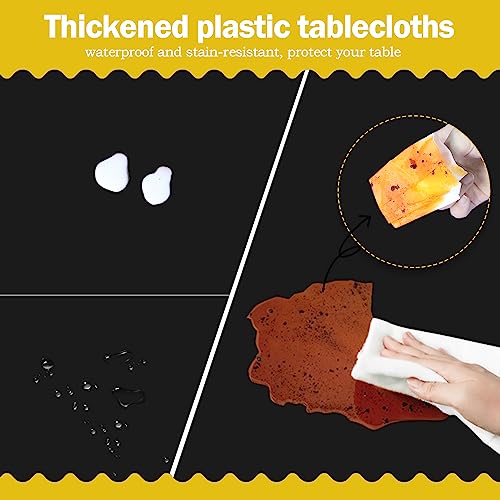 tujol Black 6 Pack Plastic Table Cloth 54" x 108", Disposable Tablecloths Rectangle Table Cover, Plastic Table Cloths for Parties