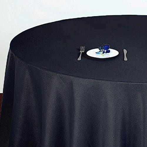 Balsa Circle 10 pcs 120 inch Black Round Tablecloths Fabric Table Cover Linens for Wedding Party Polyester Reception Banquet Events Kitchen Dining