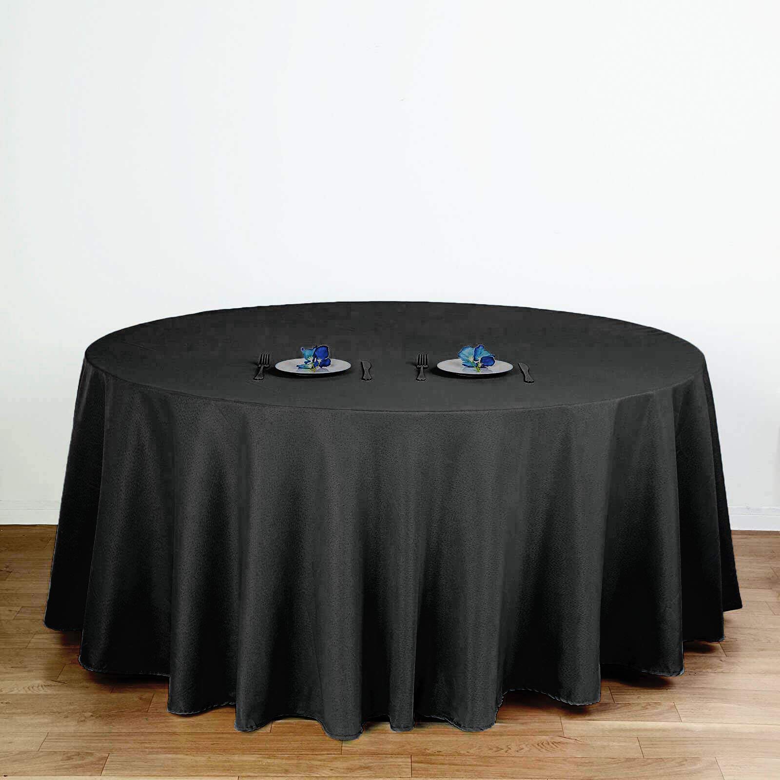 Balsa Circle 10 pcs 120 inch Black Round Tablecloths Fabric Table Cover Linens for Wedding Party Polyester Reception Banquet Events Kitchen Dining