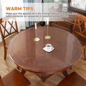 58 Inch Dia Round Crystal Clear Plastic Table Protector Cover Wipeable Circle Vinyl PVC Tablecloth Dining Table Pad Wood Glass Marble Furniture Desktop Protector Tabletop Countertop Protective Cover