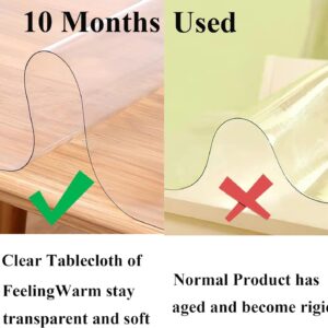 FeelingWarm Clear Table Protector - Table Pad Rectangle Clear Vinyl Tablecloth Cover Transparent Plastic Kitchen Waterproof Protector 60 x 90 Inch, Rectangle