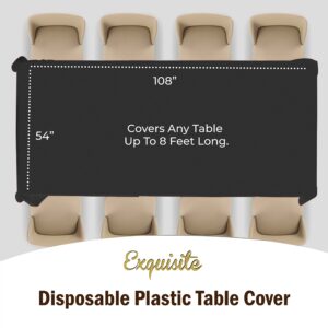 Exquisite 24-Pack Black Plastic Table Cloth - 54In. x 108In. Disposable Tablecloth for Parties - Rectangle Tablecloth - Disposable Table Cloths for Parties - Plastic Table Cover for Picnics