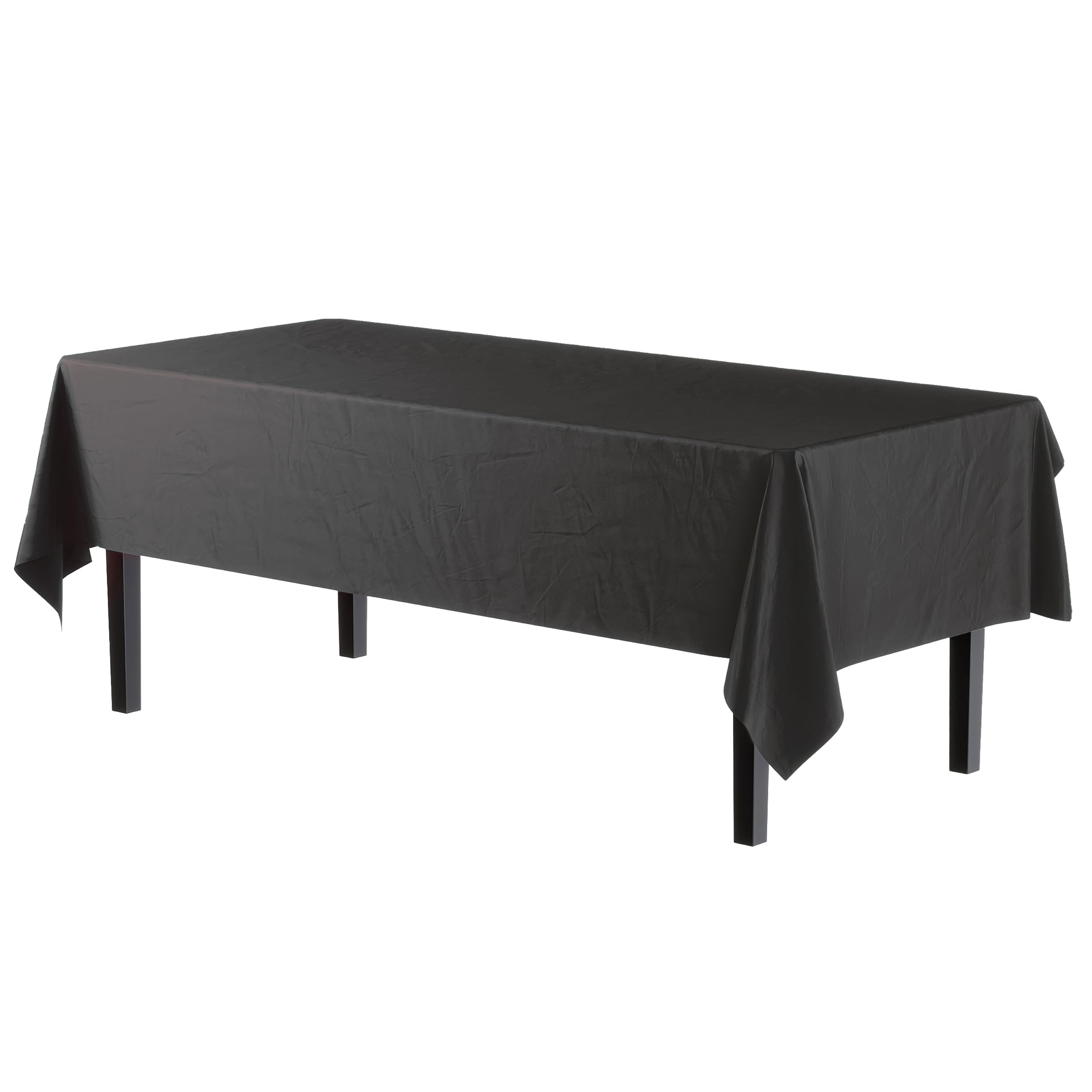 Exquisite 24-Pack Black Plastic Table Cloth - 54In. x 108In. Disposable Tablecloth for Parties - Rectangle Tablecloth - Disposable Table Cloths for Parties - Plastic Table Cover for Picnics