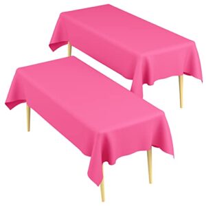 Table Cloth Rectangle Table 2 Pack Hot Pink Table Cloth Plastic Table Cloth Disposable Table Cloths for Parties Hot Pink Tablecloth Disposable Tablecloths 54 x 108 Inch Decorative Plastic Table Covers