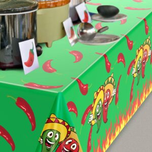 Plastic Chili Pepper Tablecloth Cinco De Mayo Table Cover Disposable Red Chili Decorations Supplies for Rectangular Table Chili Cook Off Party 54 x 108 Inch(6 Pieces)