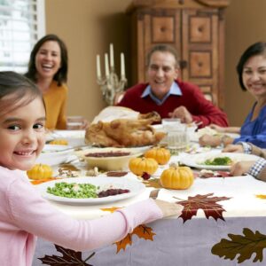 Macarrie Thanksgiving Tablecloth Autumn Fall Leaf Table Covers Rectangle Disposable Colorful Tablecloth Thanksgiving Disposable Tablecloths Plastic Table Covers for Thanksgiving Home Decor (3 Pieces)