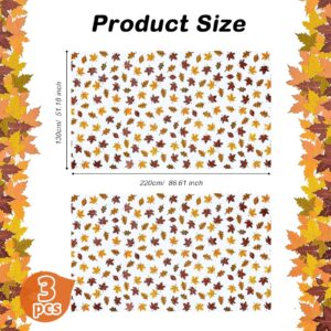 Macarrie Thanksgiving Tablecloth Autumn Fall Leaf Table Covers Rectangle Disposable Colorful Tablecloth Thanksgiving Disposable Tablecloths Plastic Table Covers for Thanksgiving Home Decor (3 Pieces)