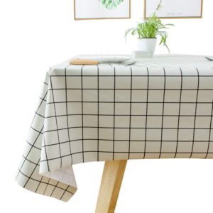 yofori tablecloth wipe clean table cloth wipeable pvc waterproof rectangular table cover plastic table protecter for kitchen outdoor (54x108 inch, plaid)