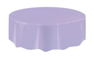 elegant lavender solid round plastic table cover (84")- premium waterproof tablecloth - perfect for parties & events, 1 pack