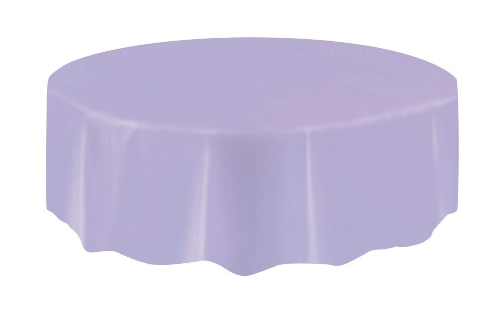 Elegant Lavender Solid Round Plastic Table Cover (84")- Premium Waterproof Tablecloth - Perfect For Parties & Events, 1 Pack