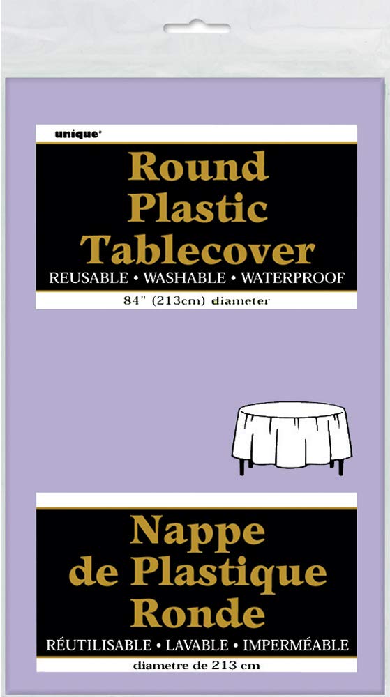 Elegant Lavender Solid Round Plastic Table Cover (84")- Premium Waterproof Tablecloth - Perfect For Parties & Events, 1 Pack