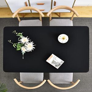 Fitted Rectangle Table Topper Cover Spandex Stretchable Cocktail Tablecloth Black Table Cover Cap with Elastic Edge 42 x 72 inch