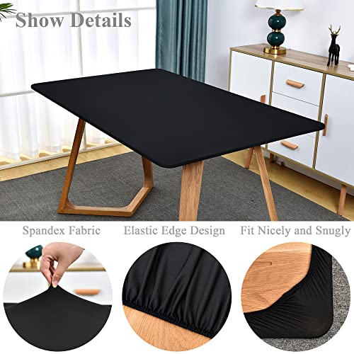 Fitted Rectangle Table Topper Cover Spandex Stretchable Cocktail Tablecloth Black Table Cover Cap with Elastic Edge 42 x 72 inch