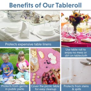 [4 MILL] - ''66 In x 72.5'' Ft - CLEAR PLASTIC TABLE COVER, Tablecloths Covering, Table Protector, Wide Thick Disposable & Reusable on a Roll with SELF CUTTER, Protects from Spills, Water, Oil