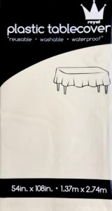 royal7 3 pack ivory, rectangle disposable plastic tablecloth for picnic, birthday, bbq, party, wedding (ivory, rectangle, 54in. x108in.)