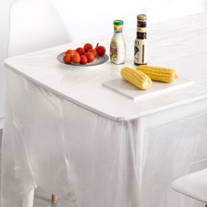 OULIGET Plastic Table Cloth,Plastic Party Table Cover,Disposable Plastic Table Cloth,Disposable Square Table Cover,White,8 Pieces,70.8 Inch.