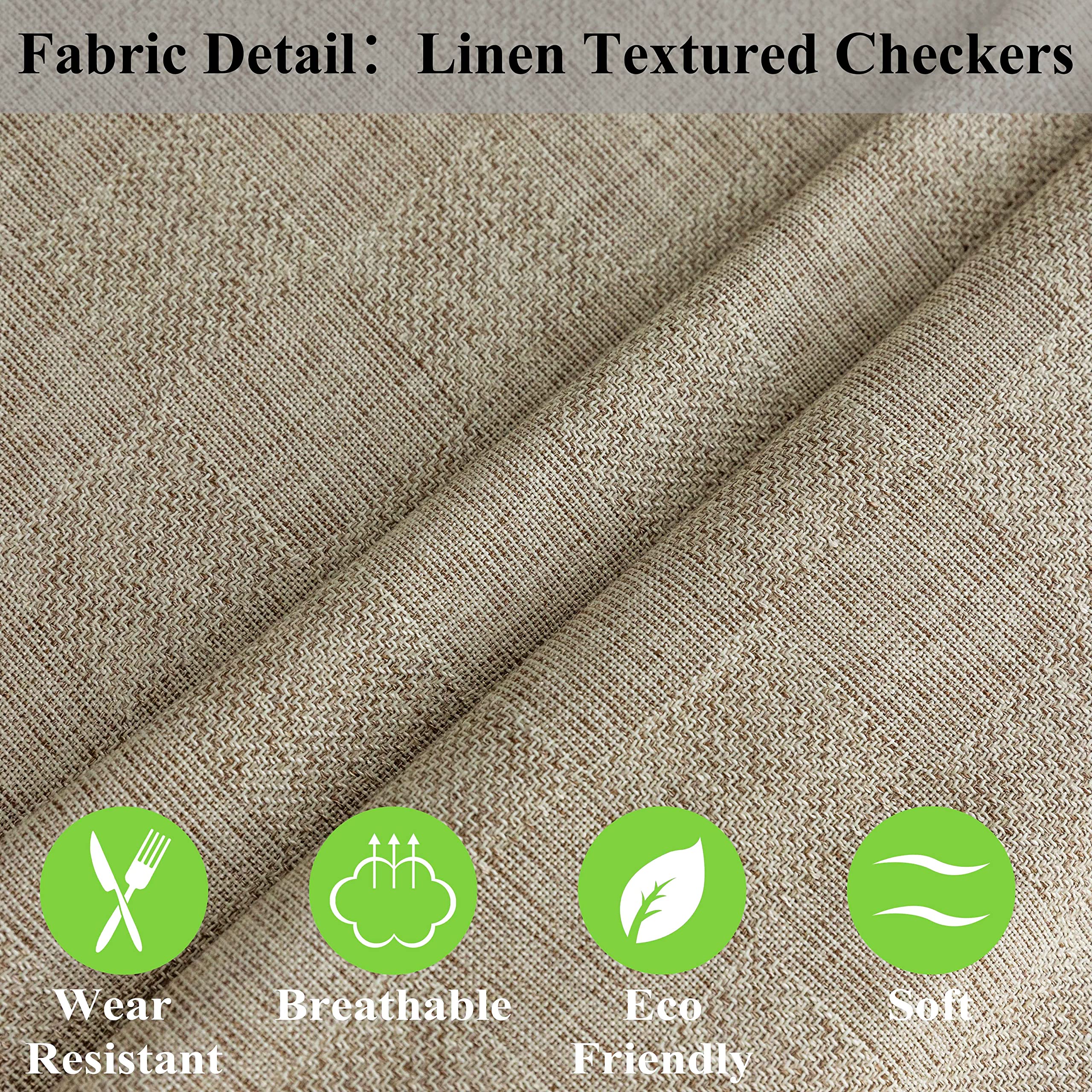 Home Brilliant Rectangle Tablecloth, Solid Checkered Table Cover for Party Kitchen, Indoor Outdoor Farmhouse Table Cloth for Dining Table, 52 x 72 inch, Natural