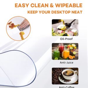 42 Inch Round Clear Table Cover Protector, Thick Plastic Tablecloth Vinyl Easy Clean, Protective PVC Table Desk Mat Pad for Round Coffee Table Living Dining Room Kitchen Waterproof Heat Resistant