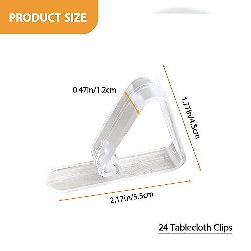 YEJAHY 24 PCS Clear Plastic Tablecloth Clips,Transparent Table Cloth Hold Down Clips, Table Cover Holder for Home Kitchen Restaurant Outdoor Picnic