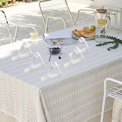 YEJAHY 24 PCS Clear Plastic Tablecloth Clips,Transparent Table Cloth Hold Down Clips, Table Cover Holder for Home Kitchen Restaurant Outdoor Picnic