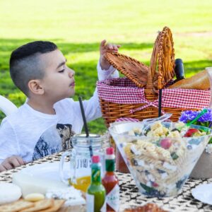 TopTableCloth 5 Foot 60 x 30 inch Black Patterned Tablecloth Elastic Corner Fitted Rectangular Folding Vinyl Table Cover Cloth Xmas Plastic Waterproof Picnic Party Home for Indoor and Outdoor Use