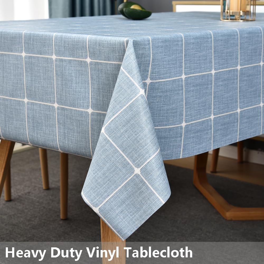 TruDelve Plastic Table Cloth Square Table Gray Vinyl Tablecloth Waterproof Wipeable Oilcloth Tablecloths for Dining Table Cover(54"x54",Checkered-Grey)