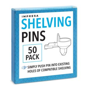 IMPRESA [50 Pack] 3mm Metal Shelf Pegs for IKEA Billy Shelf Pins (Part #131372) - Replacement Cabinet Shelf Pegs for Multiple Furniture Models - Heavy-Duty Shelf Support Pegs - Clips