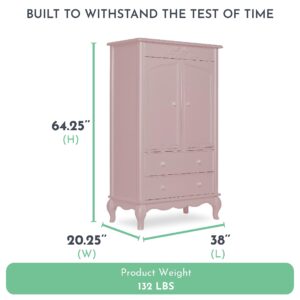 Evolur Aurora Armoire, Queen, Dusty Rose