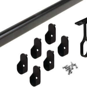 Phillco Closet Rod Kit - Oval Rod, 92 inch (2337mm) long with 6 end caps and center support. (Matte Black)